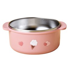 Modern House 韓國製造動物丘陵雙層不鏽鋼防滑深碗, 1個, 混色