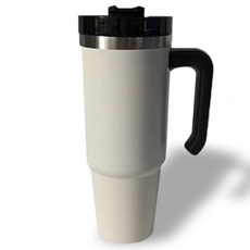 키에 파스텔 이중 진공 스테인리스 냉온 텀블러 900ml + 스테인리스 빨대 + 빨대 클리너 세척솔 세트, 크림, 1세트