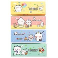 misoro 2500 可愛朋友 紙盒鉛筆盒 4件組 2354, 黃色, 粉紅色, 藍色, 薄荷綠, 1套