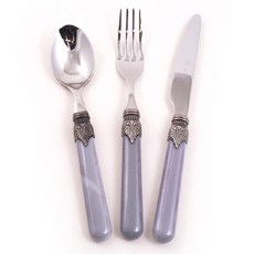 리바도시 빈티지 양식기 1인조 3종 세트, 연그레이, 1세트, 테이블 스푼 + 테이블 포크 + 테이블 나이프