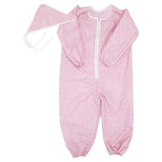 Bebeshuette 幼兒防水連身全身美術畫袍 + 頭巾套組, 圖繪粉色