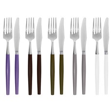 아뼤티 브릴로 디너 포크 나이프 5종 세트, 화이트, 퍼플, 올리브 그린, 다크 브라운, 쿨 그레이, 1세트, 포크 5종 + 나이프 5종