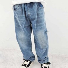 Bebemong Story 兒童淺藍水洗寬褲