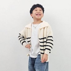 Bebe Monstory男童款橫條紋拉鍊開襟衫