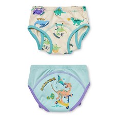 Chummy Chummy 嬰兒踢水板恐龍棉質如廁訓練內褲翼型 2件套, 種類, 1組