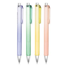 NUSIGN Easy Grip 中性筆 4入組 0.5mm NS562, 牛奶粉, 牛奶綠, 紫色, 黃色, 1套