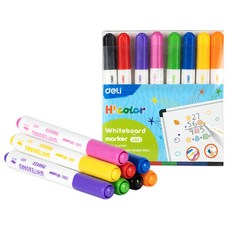 deLi 得力 毛刷筆型白板筆8件組 EU021, 8色, 1套