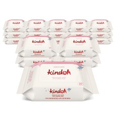 킨도 프리미엄 엠보 아기물티슈 레드 휴대용 55평량, 55g, 20매, 20세트