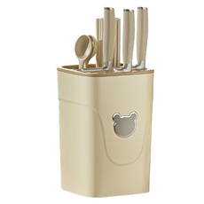 스윗브릿지 물빠짐 칼꽂이 수저통, 베이지, 1개