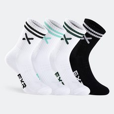 EXR 女性機能款雙層氣墊高筒運動襪4雙組, 混色