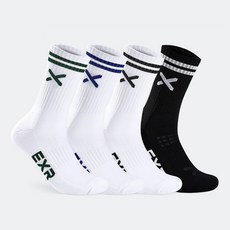 EXR 男用機能雙層緩衝長筒運動襪4雙組, 混色