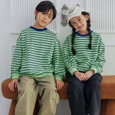 vavkids 兒童三層毛圈布條紋大學T