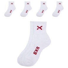 exr 女款Performance雙層氣墊中筒運動襪 5雙組, 白色 紅色