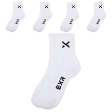 exr 男款性能雙層氣墊中筒運動襪 5雙組, 白色 黑色