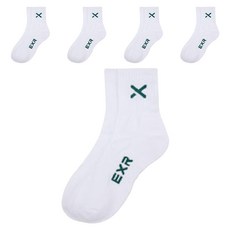 exr 女款Performance雙層氣墊中筒運動襪 5雙組, 白色 綠色