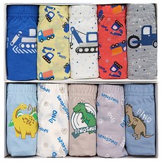 男童三角內褲 綠色汽車5件組 + 恐龍5件組