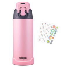 THERMOS 膳魔師 我的設計按壓式保溫瓶 FJH-500K+主題貼紙+文字貼紙 2張入組, Pastel Pink, 500ml, 1組