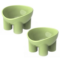 DING DONG PET 斜腿型狗狗餐碗, 2個, 綠色