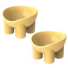 DING DONG PET 斜腿型狗狗餐碗, 2個, 黃色