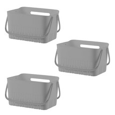 BeurreokMateu 排水堅固沐浴籃 3入, 灰色