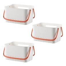 BeurreokMateu 排水堅固沐浴籃 3入, 白橙