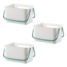 Block Mart 排水耐用沐浴籃 3入, 白綠色