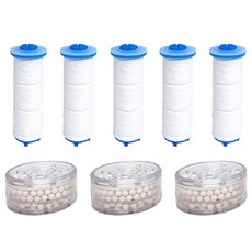 Sofcle LED水龍頭補充沉積物濾芯5入 + 鈣球濾芯3入組, 1套
