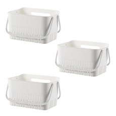 BeurreokMateu 排水堅固沐浴籃 3入, 白色