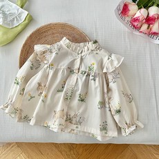 Bebeniz 女童荷葉邊肩兔子襯衫