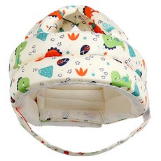 JOYMULTI 幼兒款恐龍圖案頭部撞擊頭盔型緩衝保護墊, 綠色恐龍