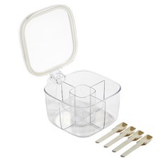 Moda Kitchen 4格分隔調味料收納盒 + 湯匙4入組, 1套