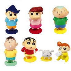 Shinchan 蠟筆小新 公仔7款 + 巧克比紙質存錢筒套組 隨機出貨, 1套