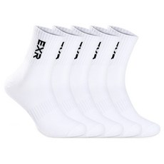 EXR 高性能無緩衝中筒襪5雙組, 白色 + 黑色