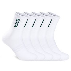 EXR 機能無緩衝中筒襪 5雙, 白色 + 綠色