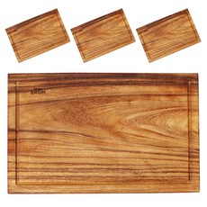 Bu엌daom 雨豆木方槽原木砧板, 木質, 4個