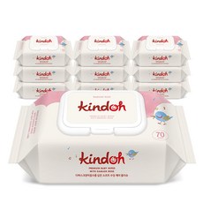 킨도 프리미엄 엠보 아기물티슈 캡형 레드, 55g, 70매, 10세트