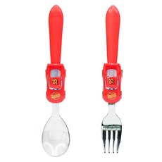 LiLFANT 迪士尼汽車總動員3立體手把湯匙叉子組, 湯匙 + 叉子, 混合顏色, 1套