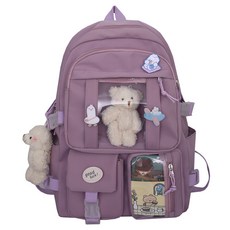 소리달 여성용 노블 아기자기한 귀여운 대용량 다용도 백팩 + 키링 + 핀뱃지 세트