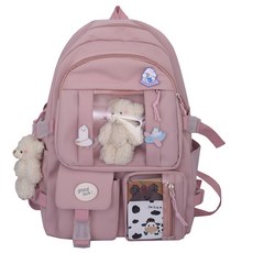 소리달 여성용 노블 아기자기한 귀여운 대용량 다용도 백팩 + 키링 + 핀뱃지 세트