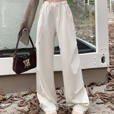 엘쏘 여성용 투스트링 셔링 포인트 와이드 팬츠