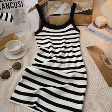 엘쏘 나시 민소매 골지 슬림 원피스