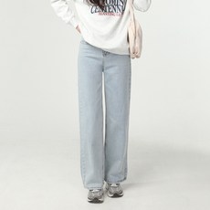 코튼클로젯 여성용 하이웨스트 와이드 일자 청바지