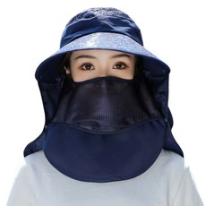 防紫外線花朵圖案4段變形帽, 海軍藍