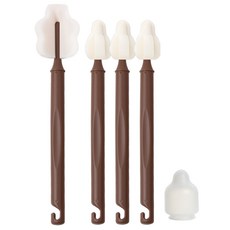 hibee Mongle 奶瓶奶嘴清潔刷 5件組, 巧克力棕, 1套