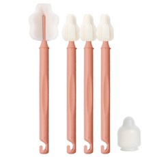 hibee Mongle 奶瓶奶嘴清潔刷 5件組, 珊瑚色, 1套