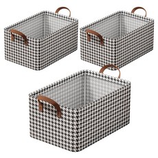 모나코올리브 핵튼튼 접이식 정리 수납함, 블랙 + 브라운, 3개