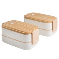 不鏽鋼雙層便當盒, 2個, 白色