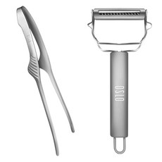 OSLO 不鏽鋼料理工具2件組, 站立式夾子 + 多功能削皮器, 單一顏色, 1套