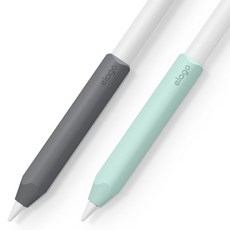 elago Apple Pencil 矽膠握筆套 2件組, 薄荷綠+深灰色, 1套