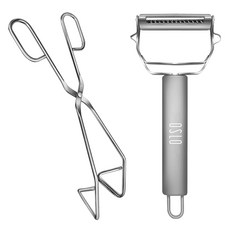 OSLO 不鏽鋼剪刀型夾子 + 多功能削皮器組合, 單一顏色, 剪刀型夾子 + 多功能削皮器, 1套